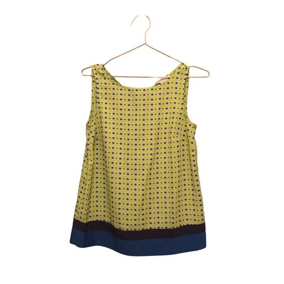 Loft sleeveless geometric yellow and blue blouse with tie in back size XS - Picture 1 of 7